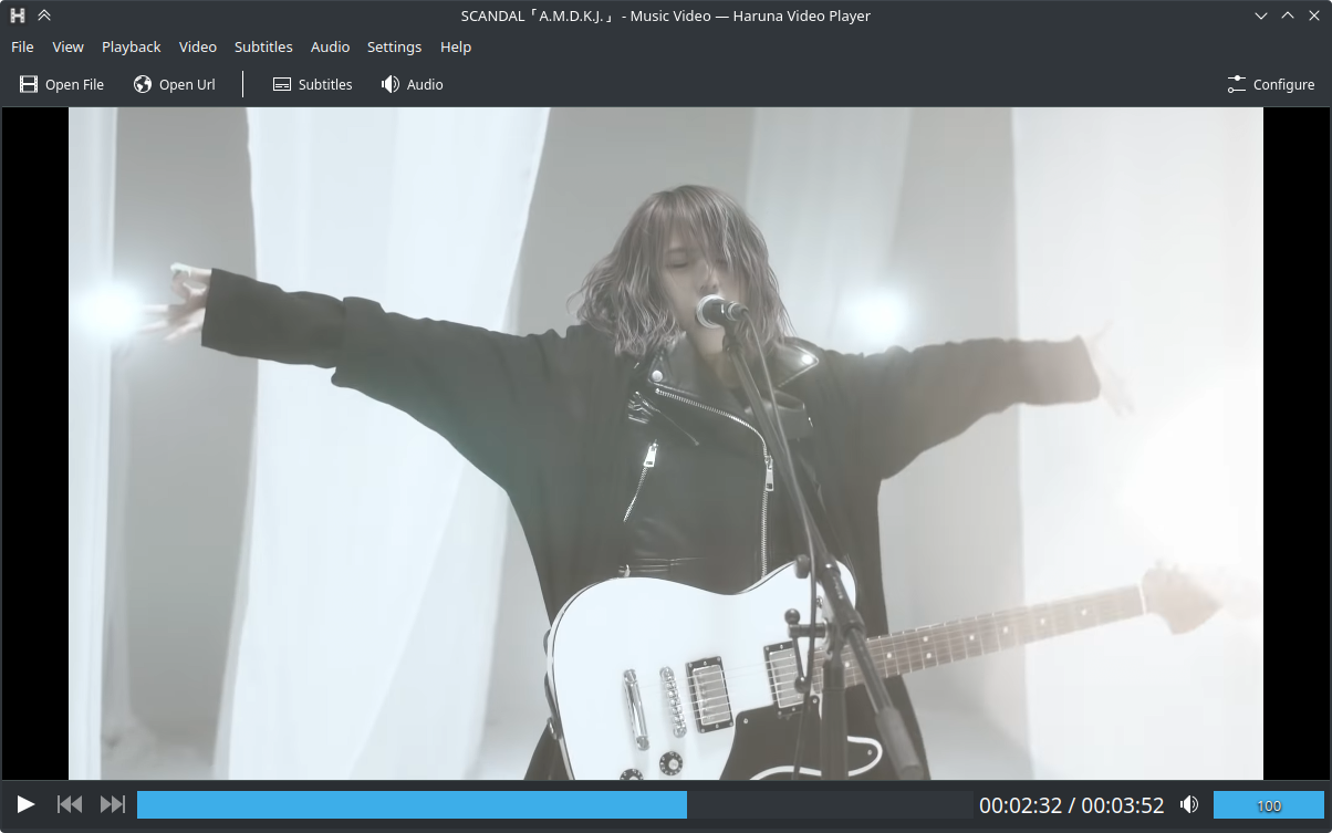 Haruna main window, breeze dark color scheme