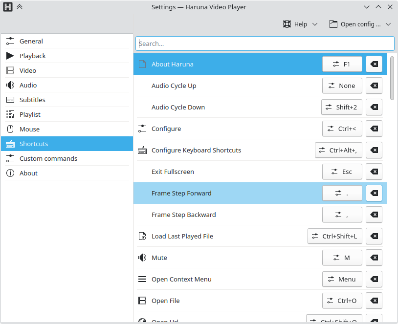 Haruna settings window