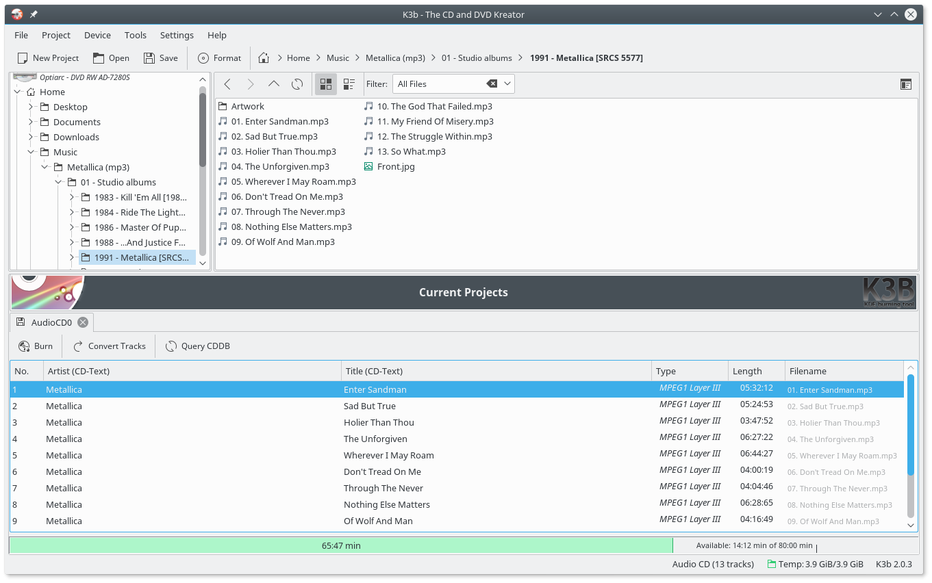 Screenshot of K3b