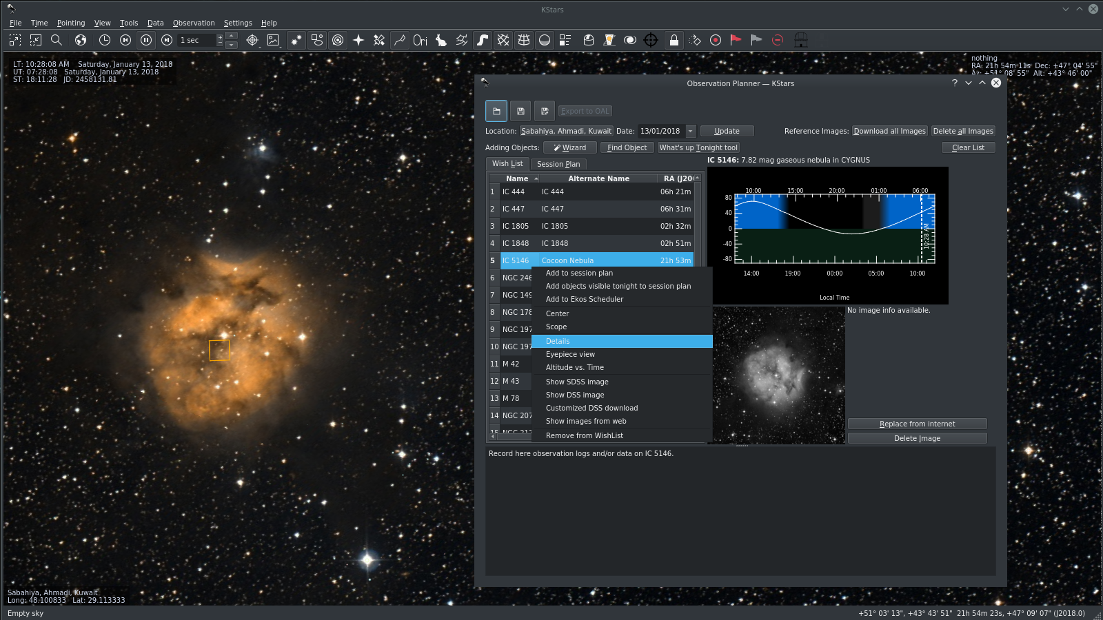 Observation Planner of KStars