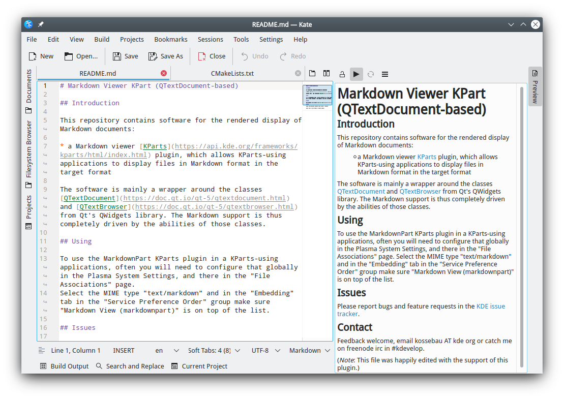 Markdown 檢視器 KPart 的螢幕截圖