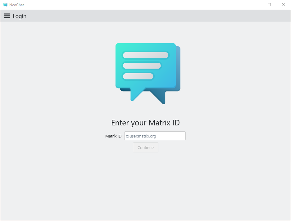 Login screen